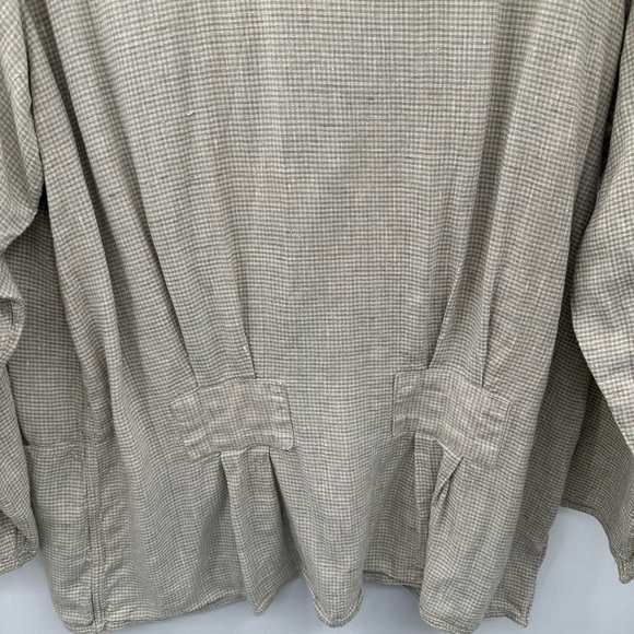 FLAX M 100% LINEN grey gingham pearl button lagenlook boho oversized jacket - Picture 8 of 10